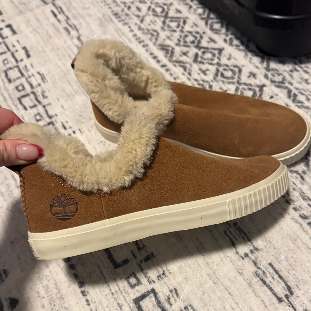 Timberland Tan Fur-Lined Slip-Ons